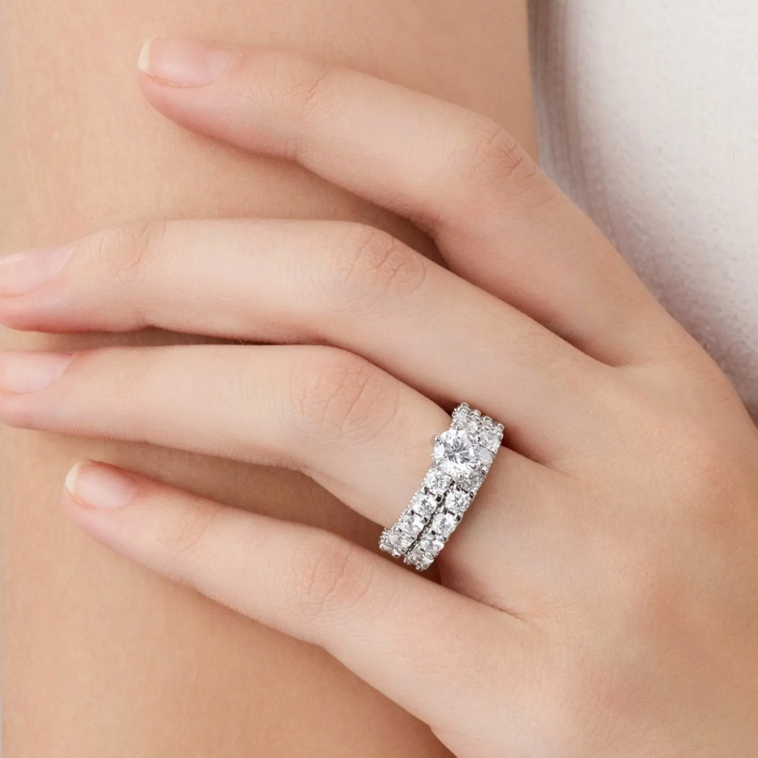 1 Carat Round Engagement Ring & Wedding Band Set