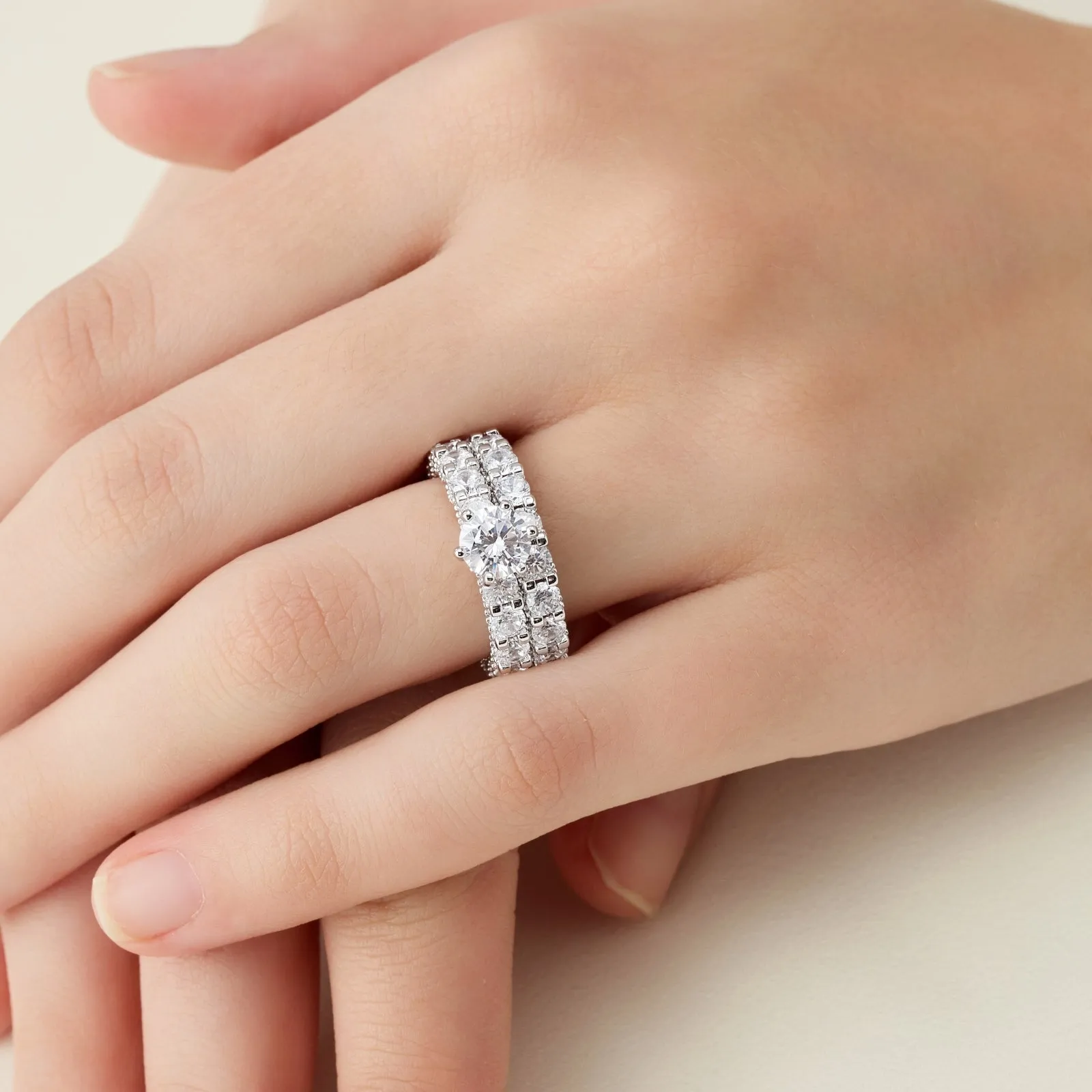 1 Carat Round Engagement Ring & Wedding Band Set
