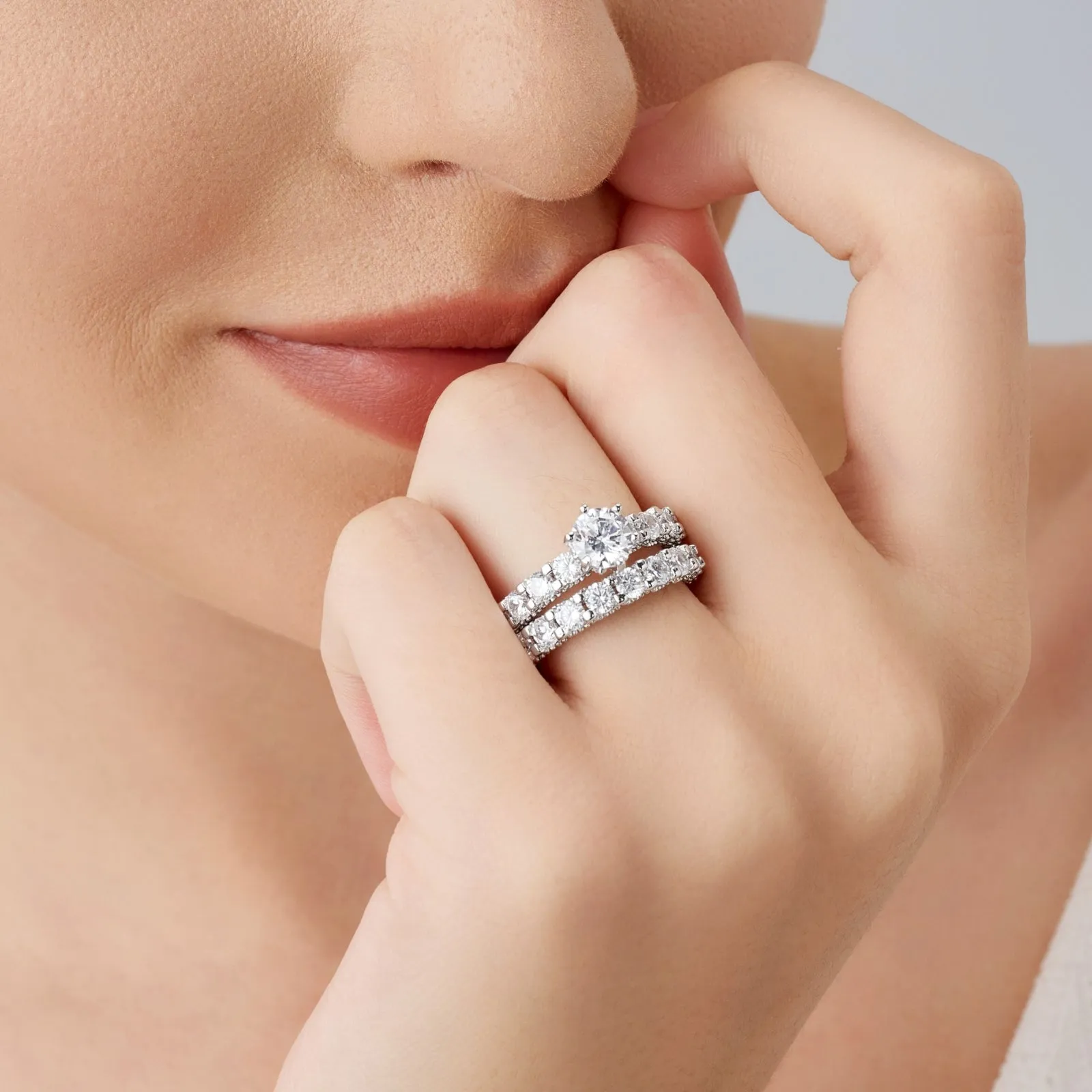 1 Carat Round Engagement Ring & Wedding Band Set