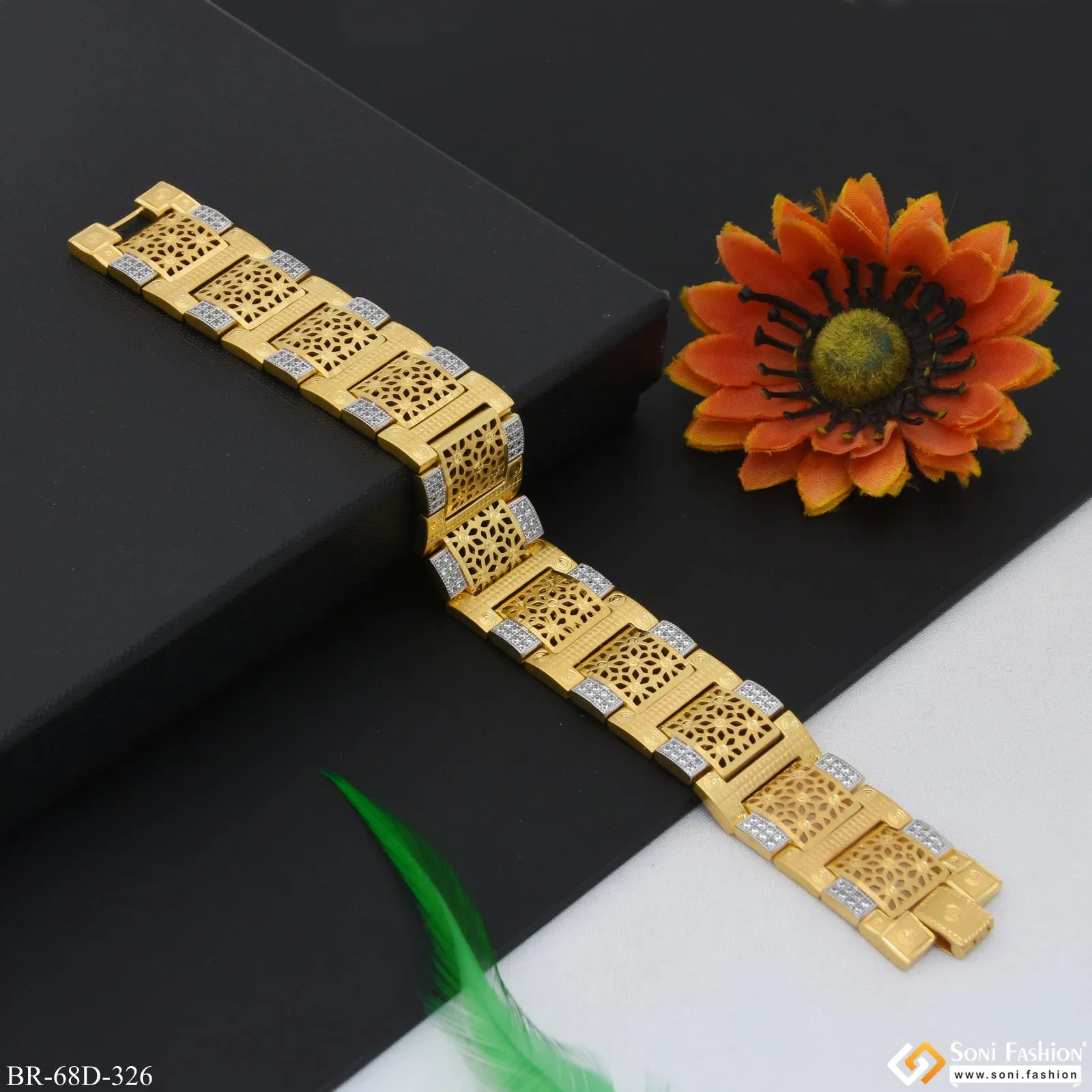 1 Gram Gold Plated Amazing Design Bracelet for Men - Style D326