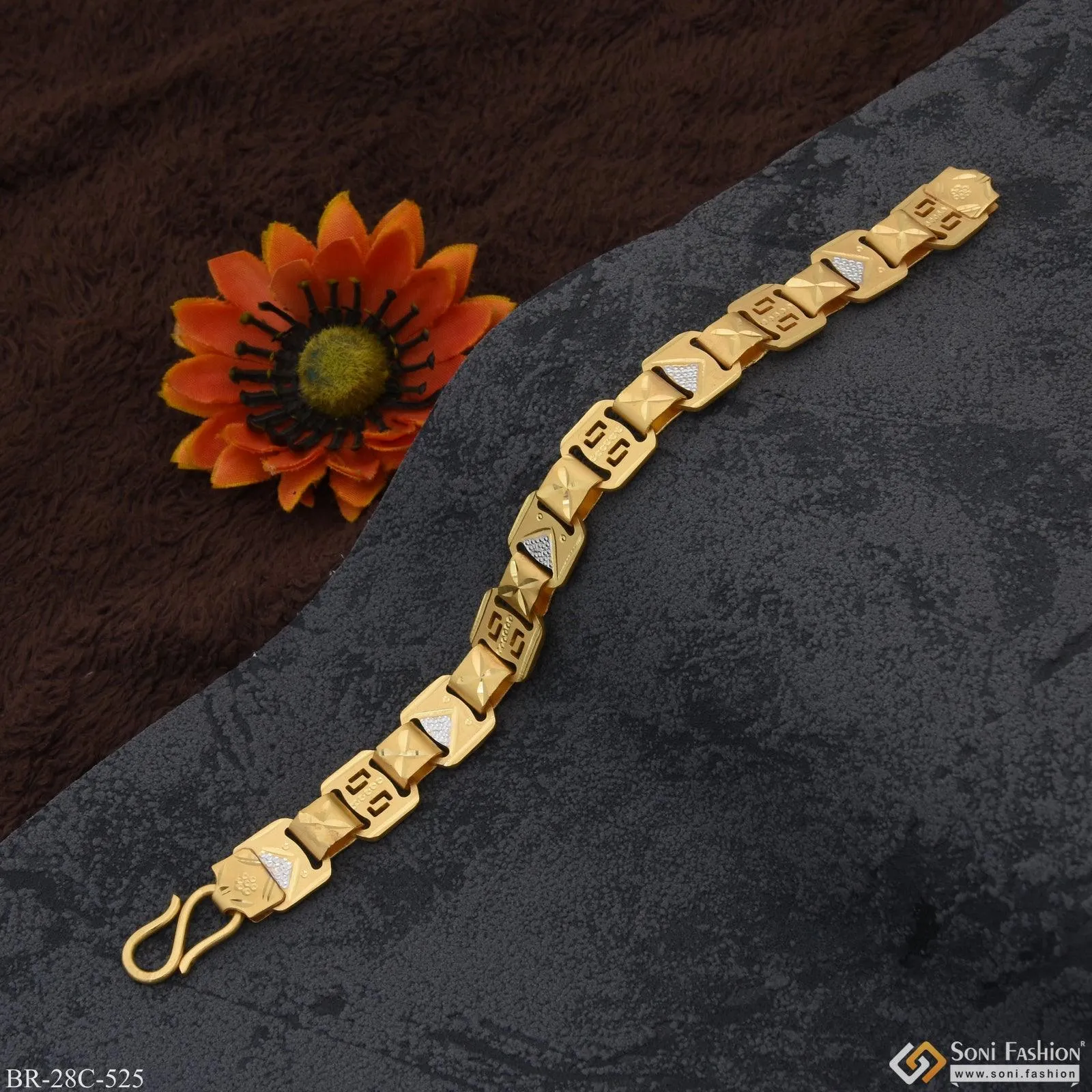1 Gram Gold Plated Best Quality Attractive Design Bracelet for Men - Style C525