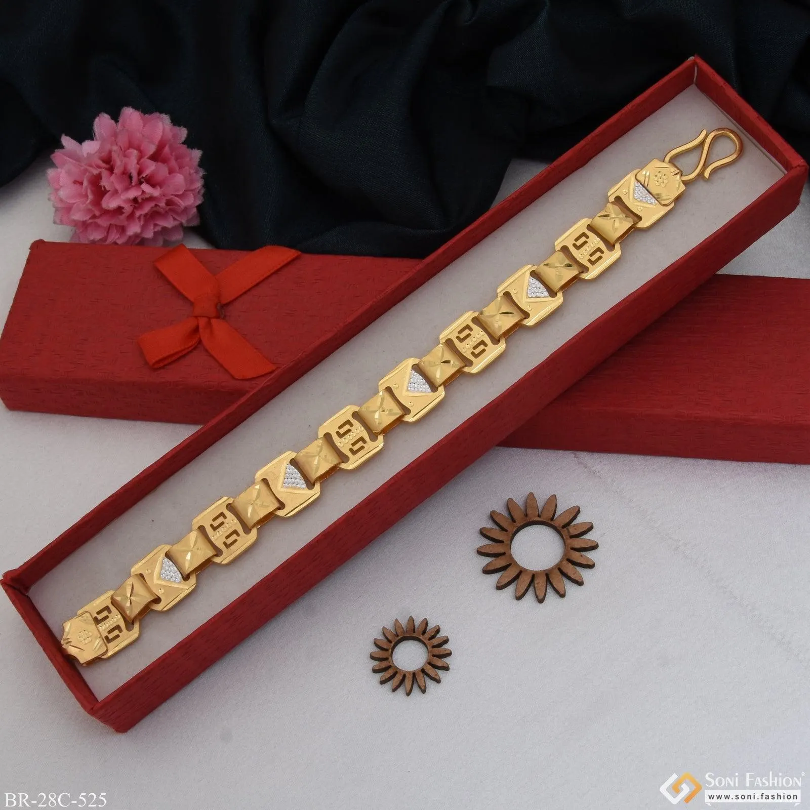 1 Gram Gold Plated Best Quality Attractive Design Bracelet for Men - Style C525