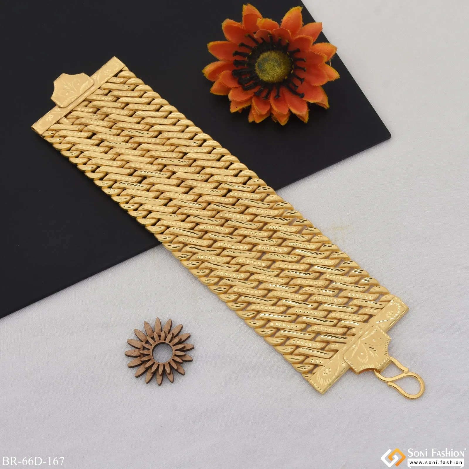 1 Gram Gold Plated Cute Design Best Quality Pokal Bracelet for Men - Style D167