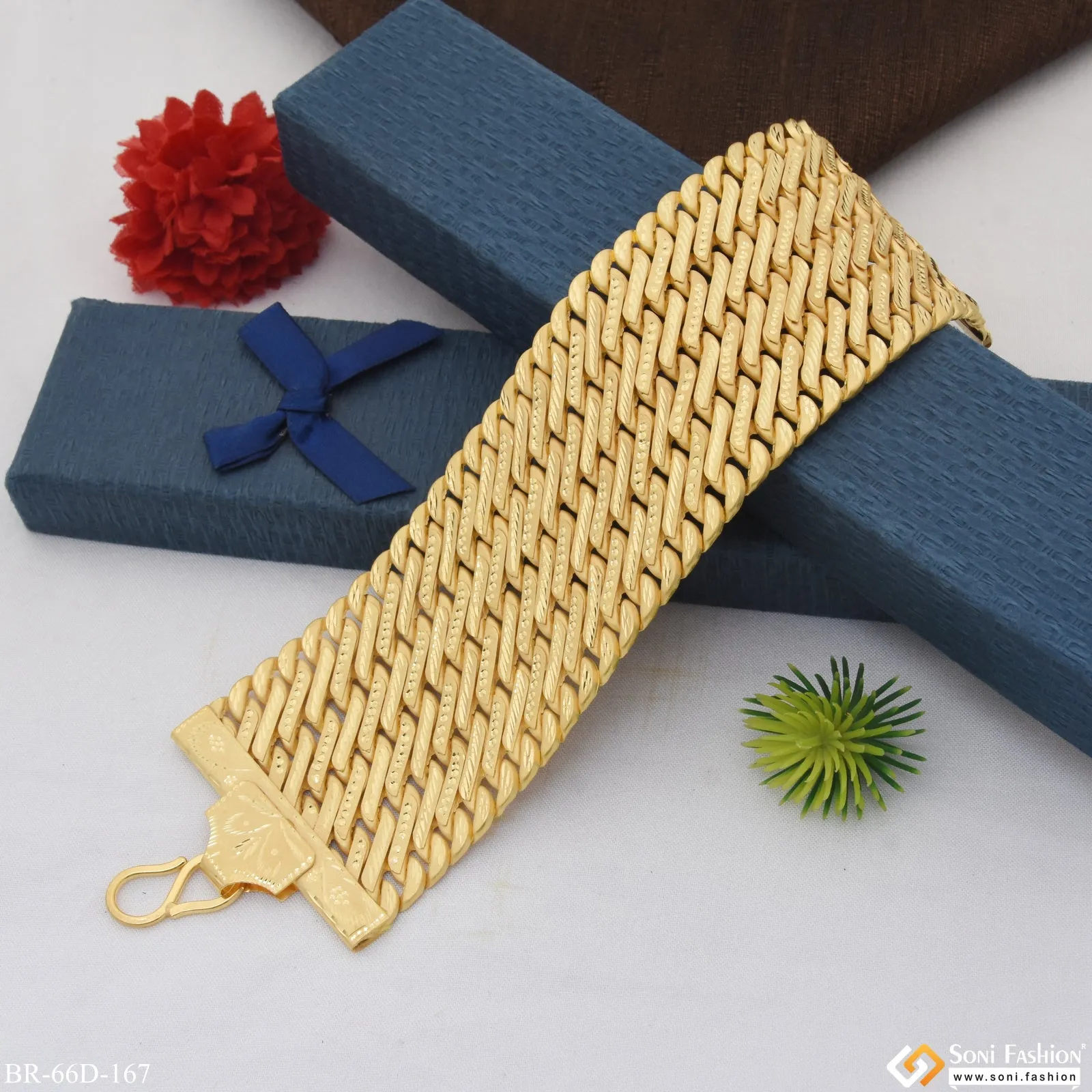 1 Gram Gold Plated Cute Design Best Quality Pokal Bracelet for Men - Style D167