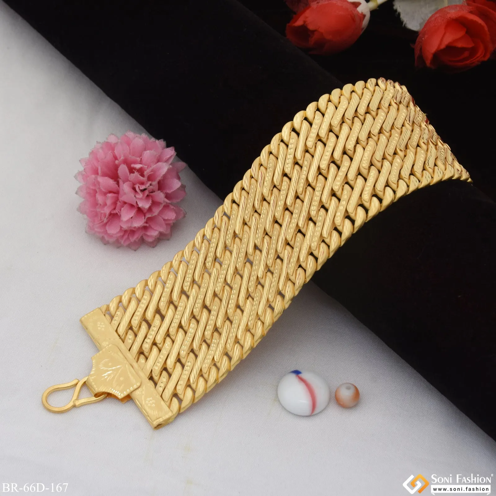 1 Gram Gold Plated Cute Design Best Quality Pokal Bracelet for Men - Style D167