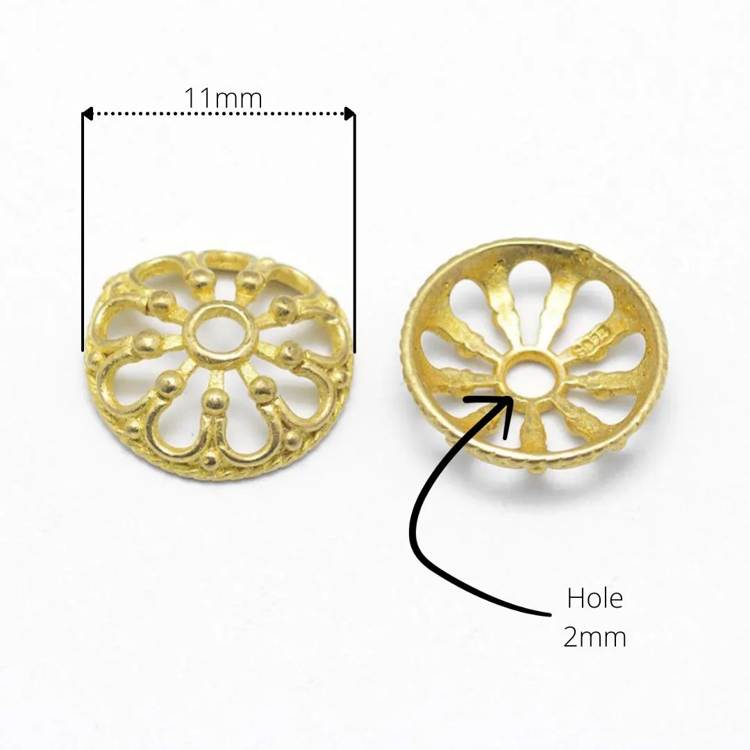 10 Flower gold bead caps 11mm  - Nickel free, lead free and cadmium free beadcaps