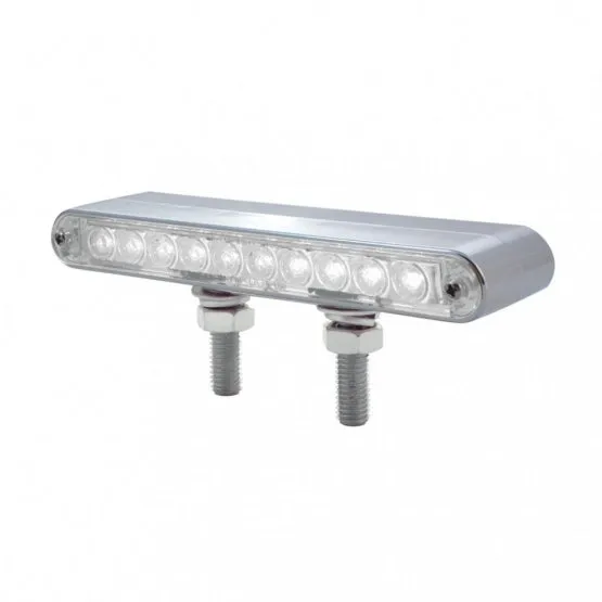 10 LED 6 1/2" Double Face Light Bar - Amber & Red LED/Clear Lens
