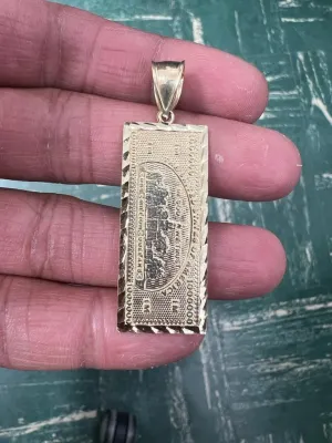 10K Gold Dollar Bill Pendant, 100 U. S. Dollar Pendant, hip hop Dollar Sign charm pendant for Men, Men's Money Pendant | US Dollar Pendant