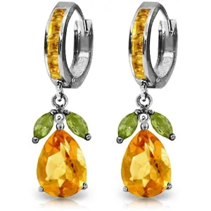 14.3 Carat 14K Solid White Gold Angela's Choice Peridot Citrine Earrings