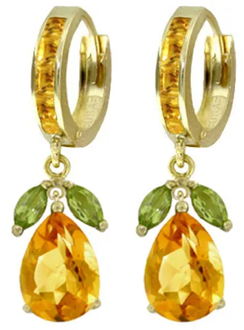 14.3 Carat 14K Solid White Gold Angela's Choice Peridot Citrine Earrings