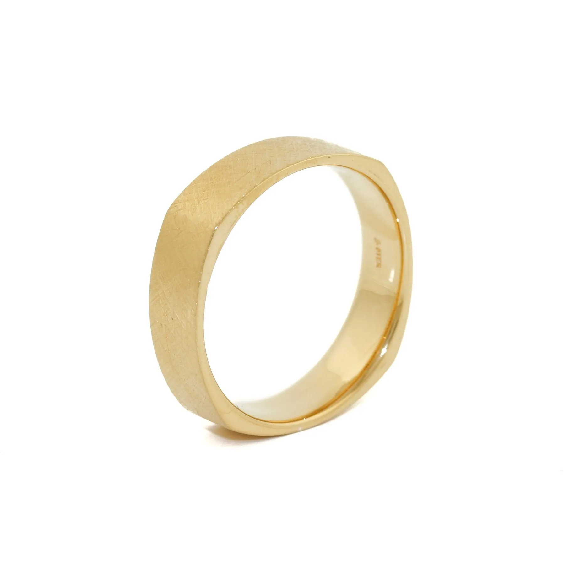 14k Gold  6mm Square Wedding Band