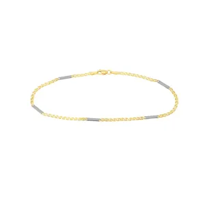 14K Two-Tone Gold Mariner Chain Anklet with Staple Bars Anklet