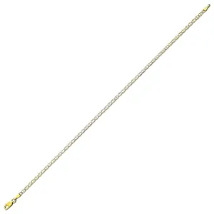 14K Two Tone White Pave Marina Anklet, 3.1mm (14K-WPM080-10)