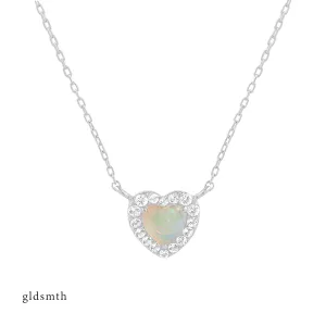 14k White Gold Heart Necklace