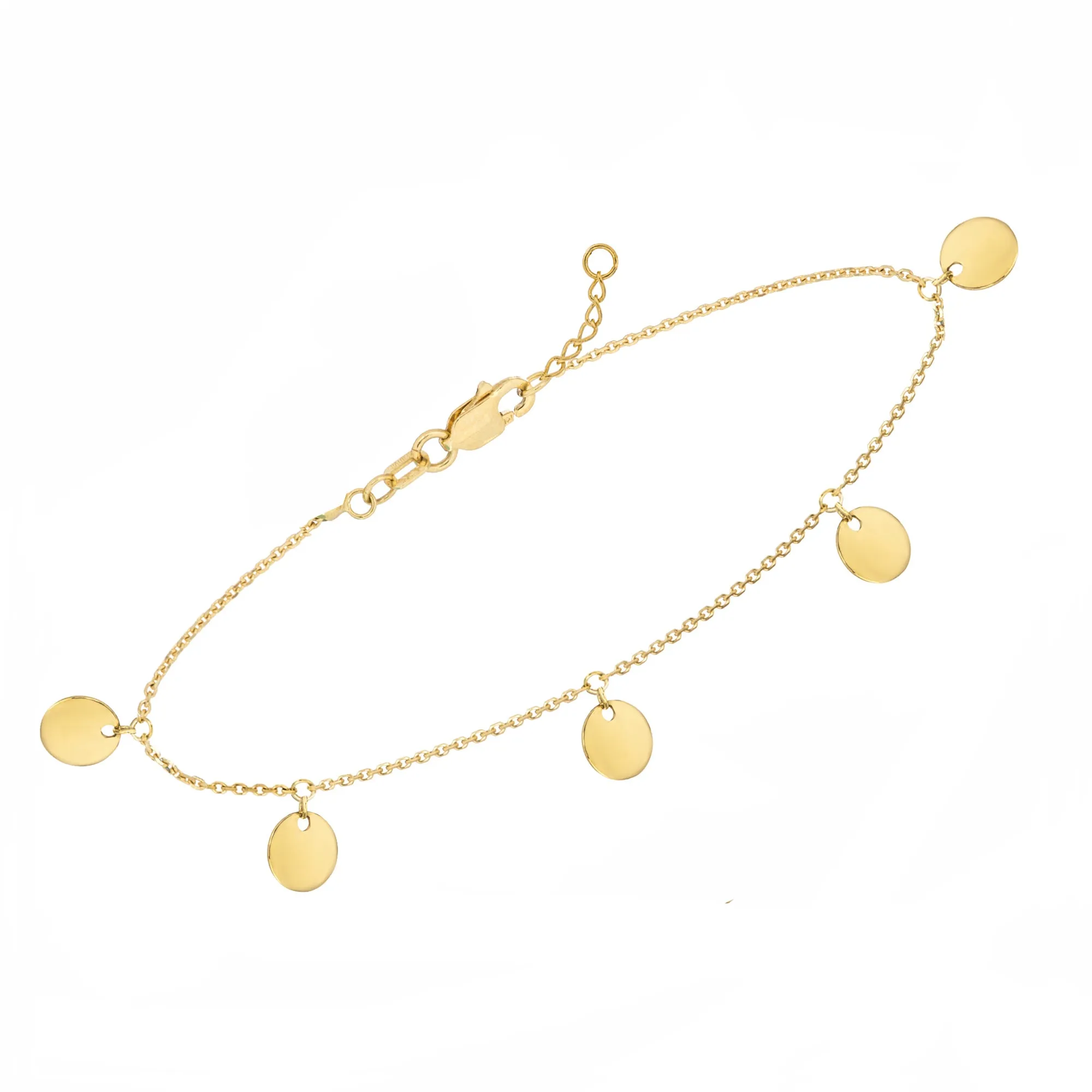 14K Yellow Gold Dangle Mini Disc Anklet