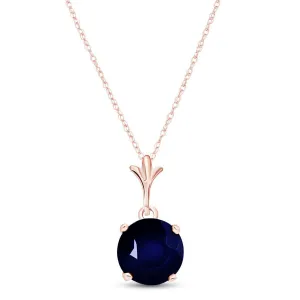 1.65 Carat 14K Solid Rose Gold Single Round Sapphire Necklace