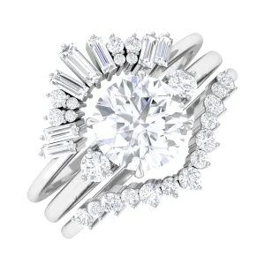 1.75 CT Designer Moissanite Bridal Three Ring Set in Gold