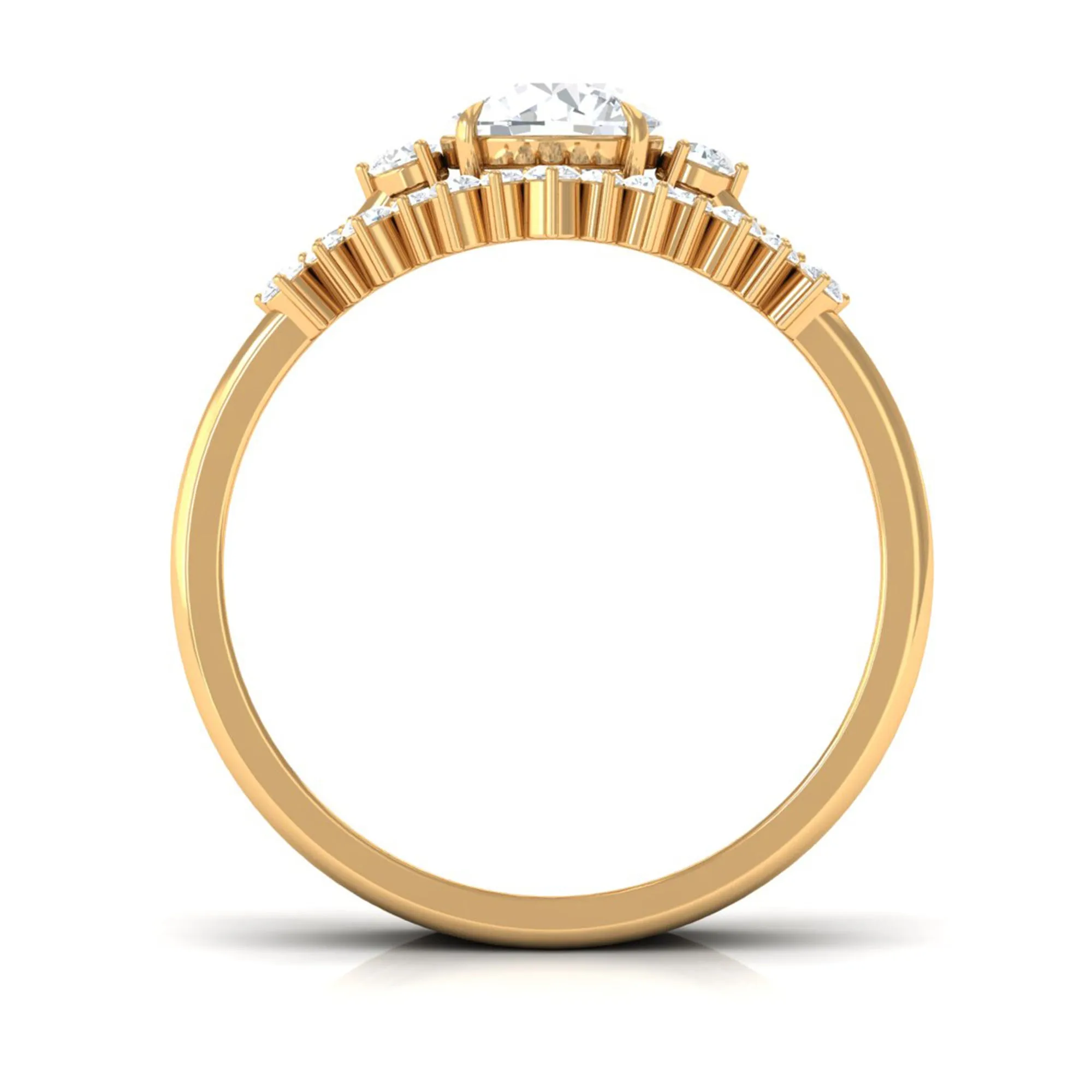 1.75 CT Designer Moissanite Bridal Three Ring Set in Gold