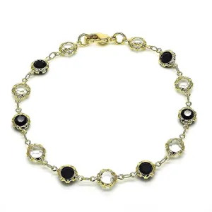 18K Gold Filled High Polish Finsh Black and white Made with Crystal Round Ankle Bracelet
