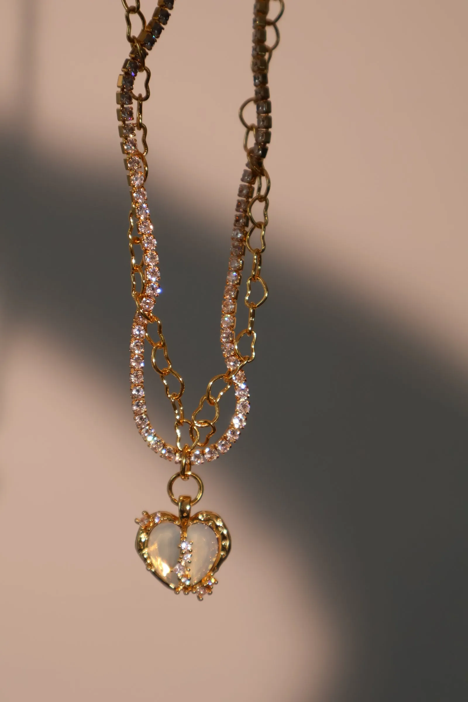18K Real Gold Plated Blue Opal Heart necklace
