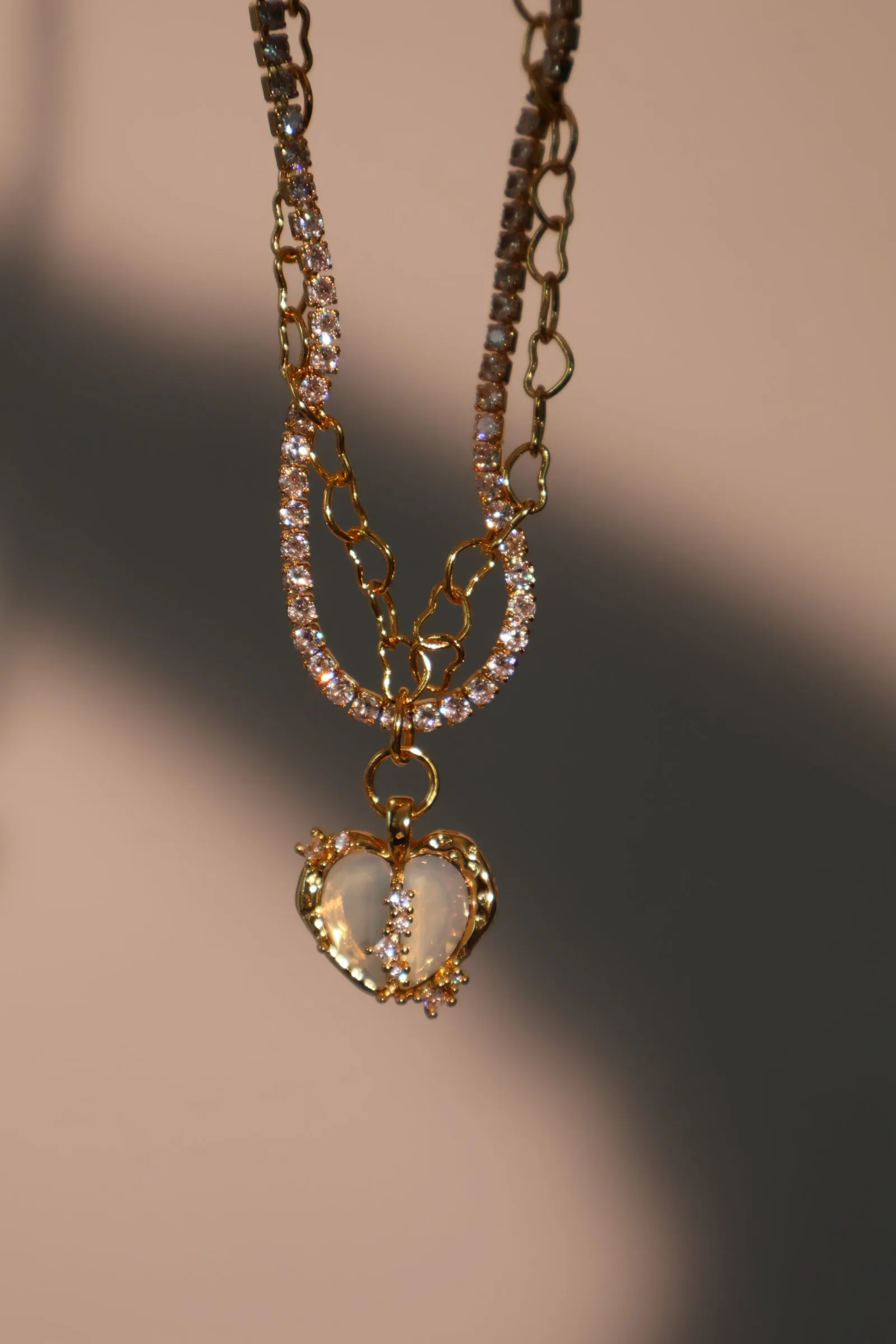 18K Real Gold Plated Blue Opal Heart necklace