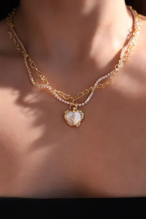 18K Real Gold Plated Blue Opal Heart necklace
