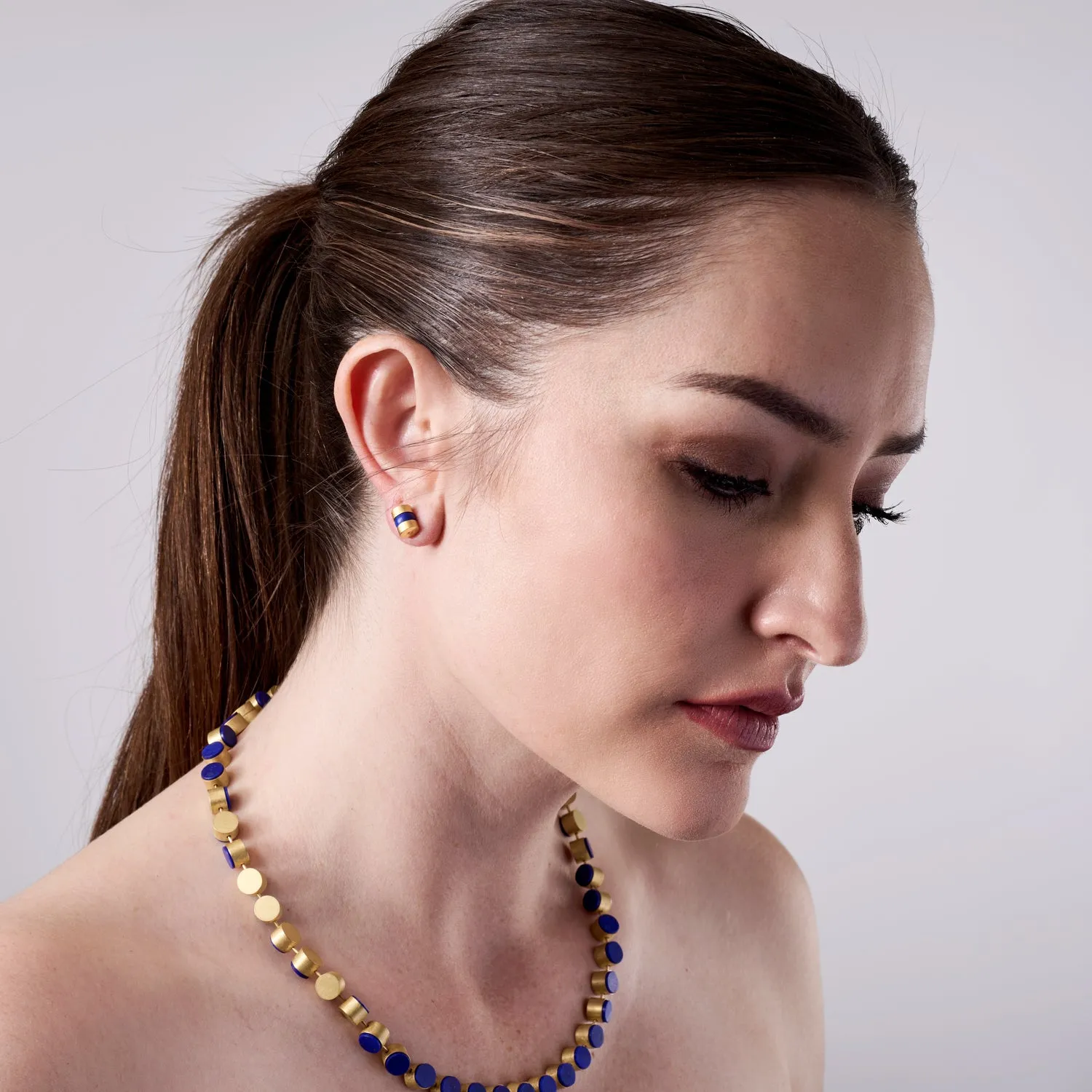 18K Yellow Gold & Lapis Lazuli Cleopatra Stud Earrings