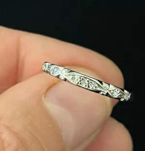 1950s White and Yellow Gold Diamond Wedding Band