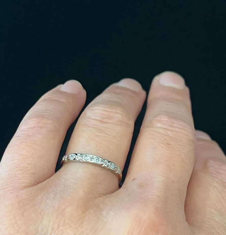 1950s White and Yellow Gold Diamond Wedding Band