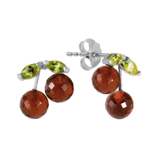 2.9 Carat 14K Solid White Gold Earrings Garnet Peridot