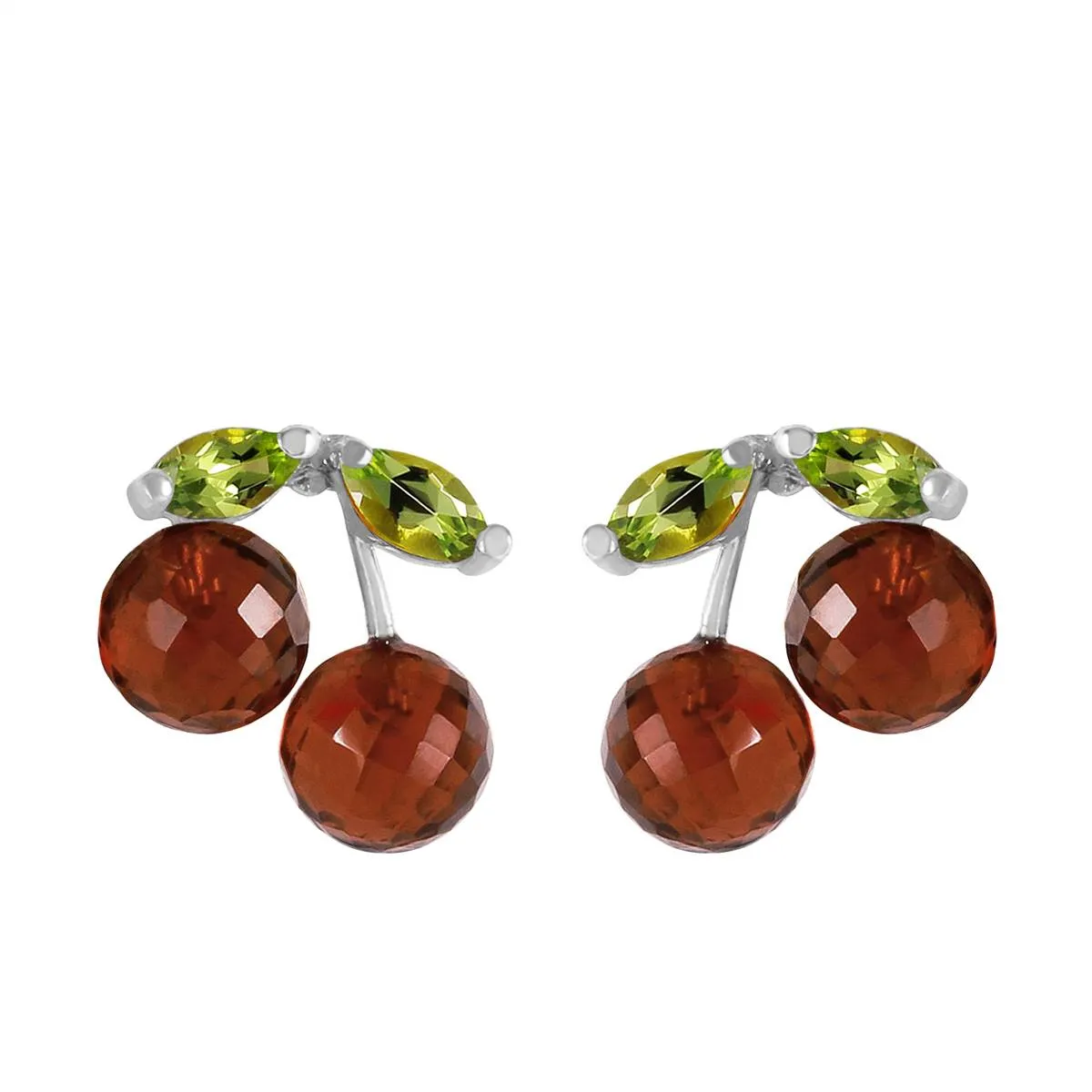 2.9 Carat 14K Solid White Gold Earrings Garnet Peridot