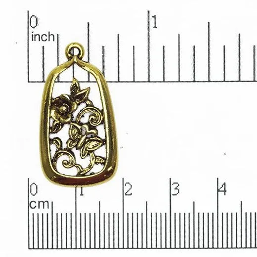 30mm x 16mm Filigree Flower Butterfly Pendant Charm - Made of Pewter - Sold Individually - CBS4029