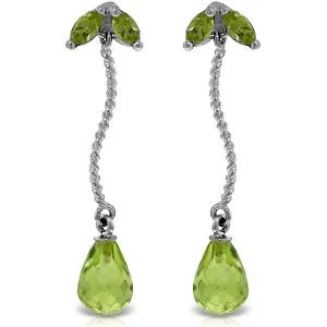 3.4 Carat 14K Solid White Gold Muse Of Joy Peridot Earrings
