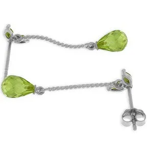 3.4 Carat 14K Solid White Gold Muse Of Joy Peridot Earrings