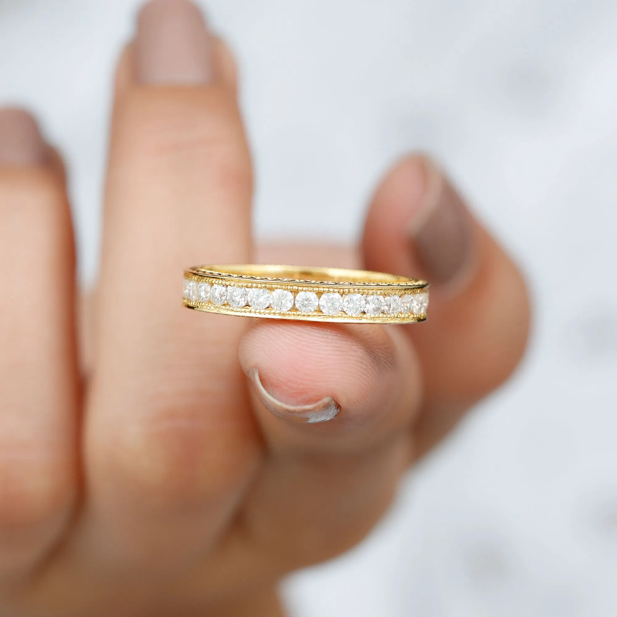 3/4 CT Moissanite Eternity Wedding Band
