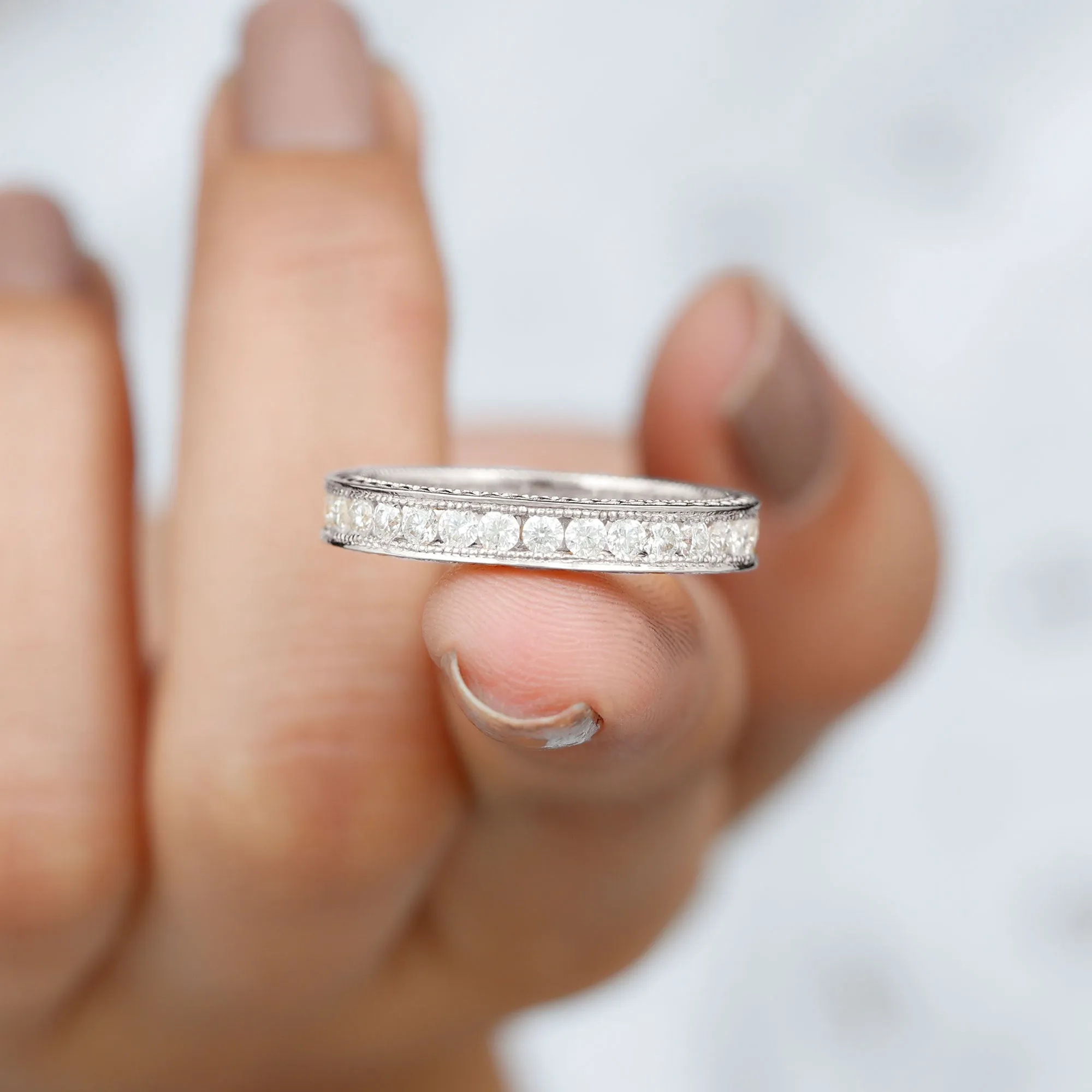 3/4 CT Moissanite Eternity Wedding Band