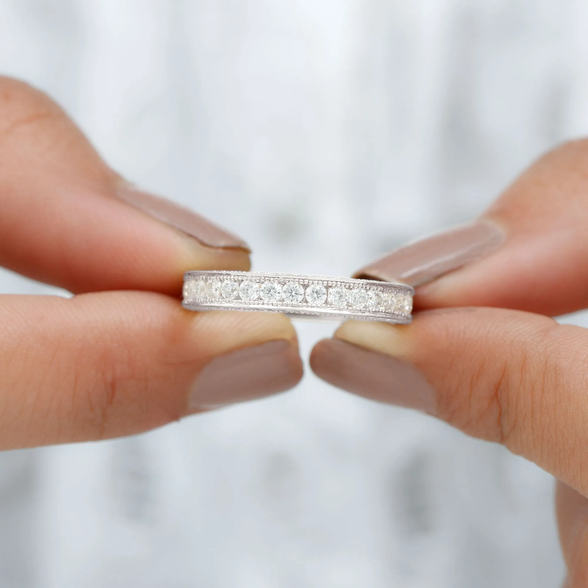 3/4 CT Moissanite Eternity Wedding Band