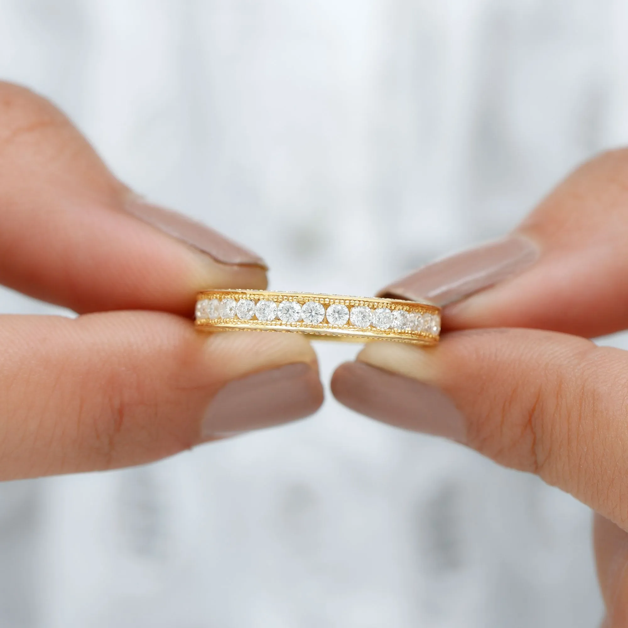 3/4 CT Moissanite Eternity Wedding Band