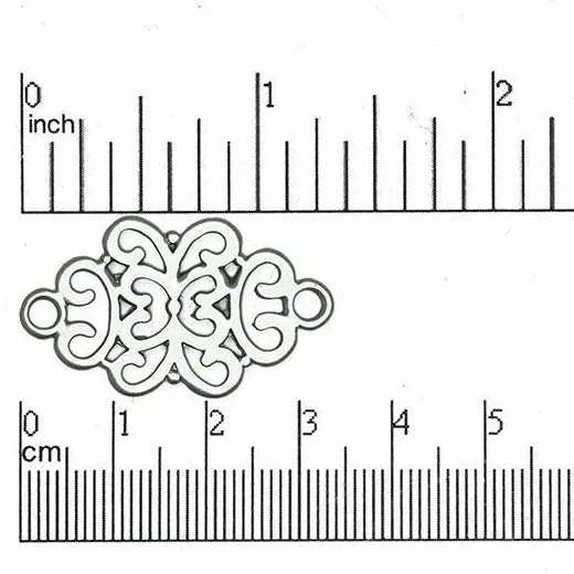 34mm x 20mm Filigree Mirrored Connector - Made of Pewter - Sold Individually - K1