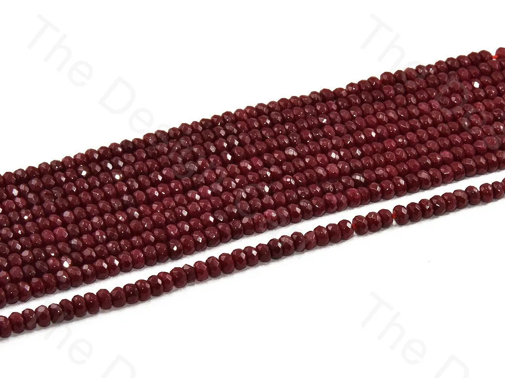 4 mm Deep Maroon Rondelle Jade Quartz Stones