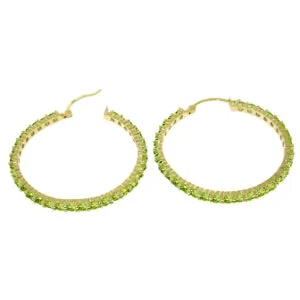 6 Carat 14K Solid Yellow Gold Alana Peridot Hoop Earrings