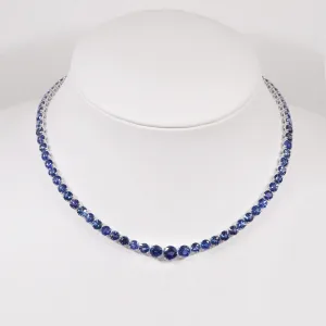 61.80 cts Round Blue Sapphire Necklace