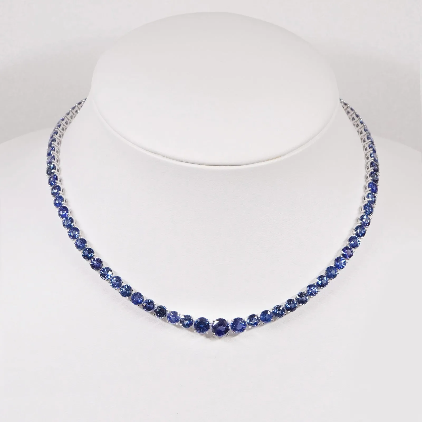 61.80 cts Round Blue Sapphire Necklace