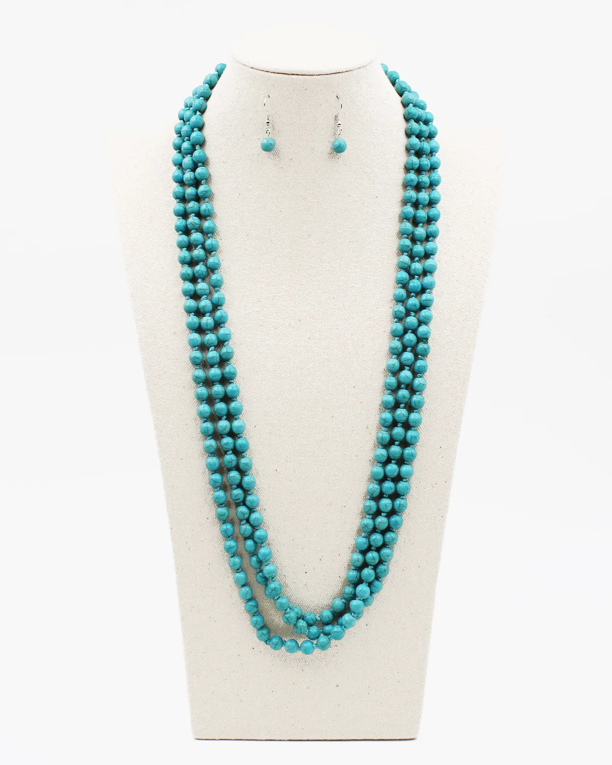 90" Turquoise Beaded Necklace Set