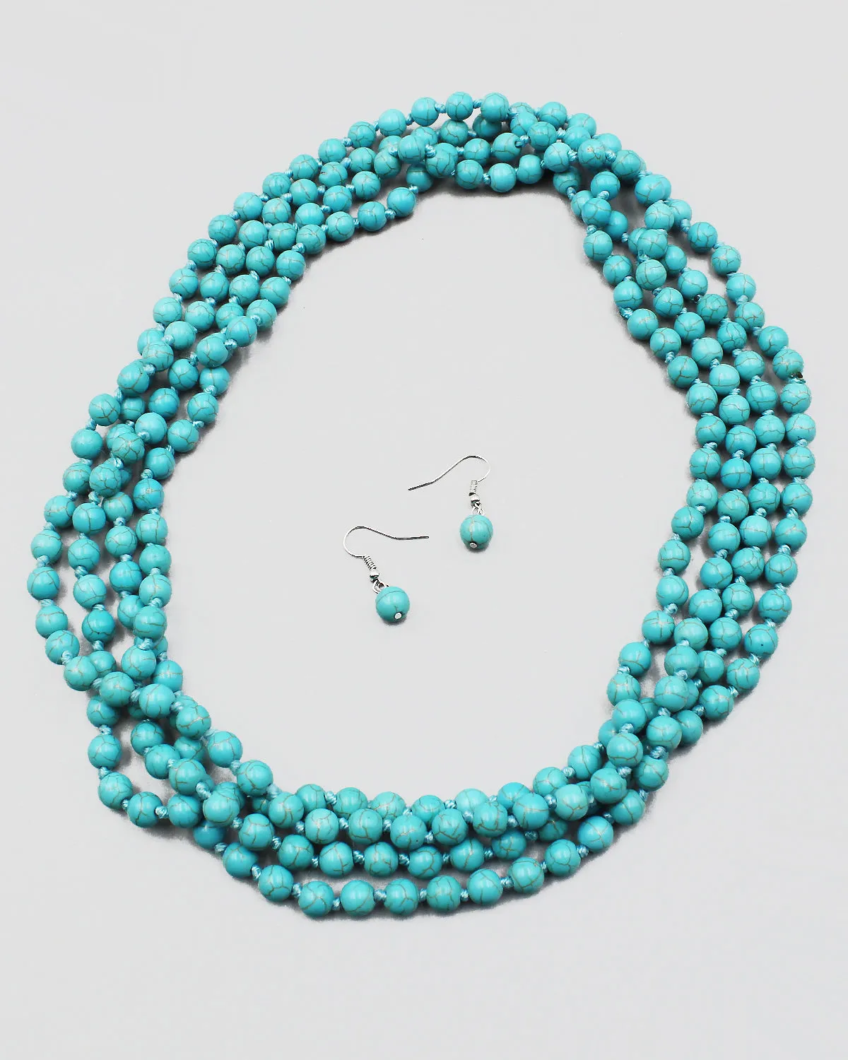 90" Turquoise Beaded Necklace Set