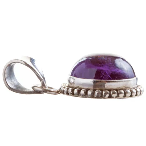 925 Sterling Silver Natural Gemstones Amethyst Pendant FJSVP2096
