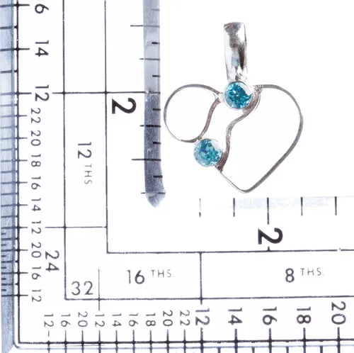 925 Sterling Silver Natural Gemstones Blue Topaz Pendant FJSVP2043