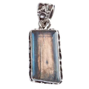 925 Sterling Silver Natural Gemstones Labradorite Pendant FJSVP2086