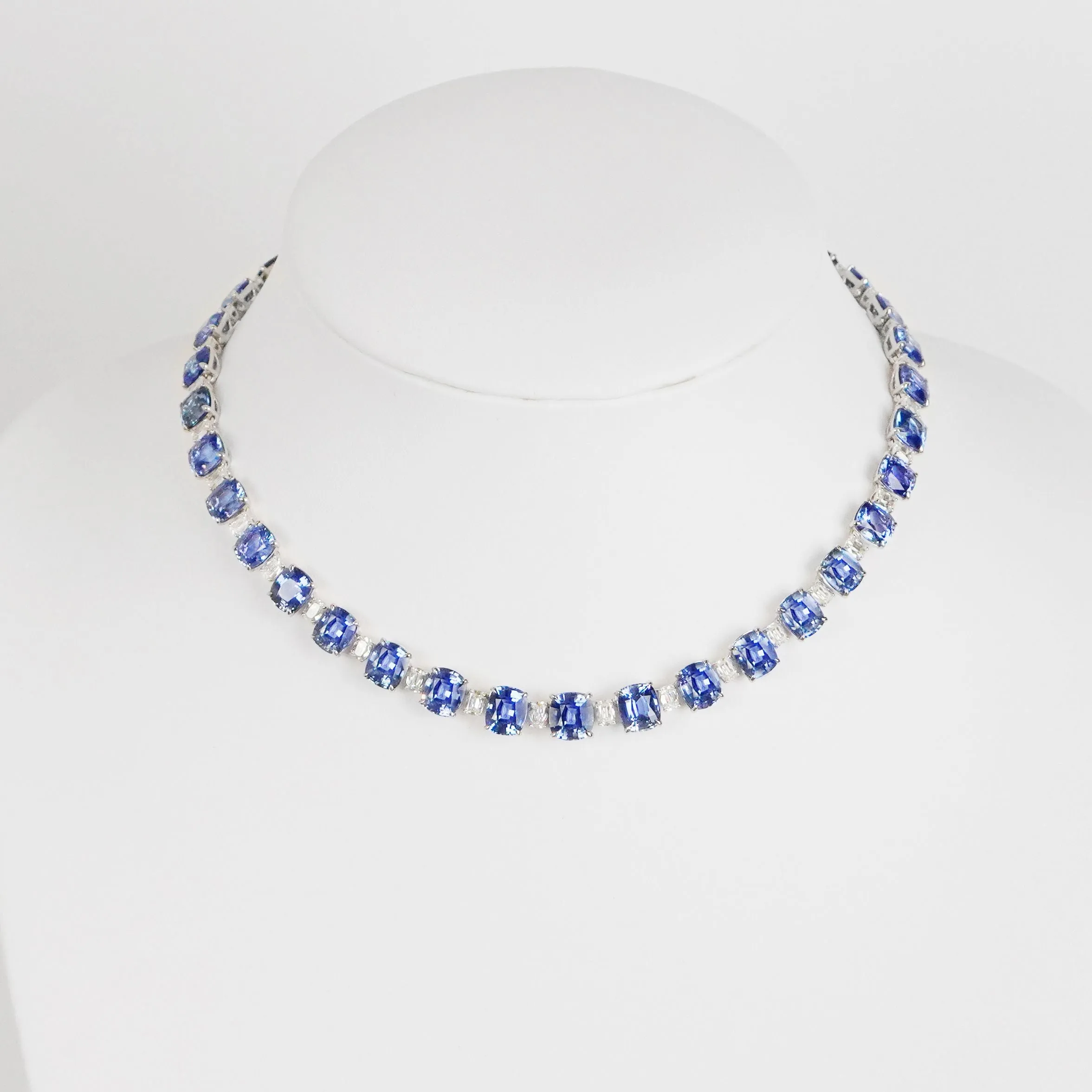 93.33 cts Blue Sapphire with Diamond Necklace (ENQUIRE)