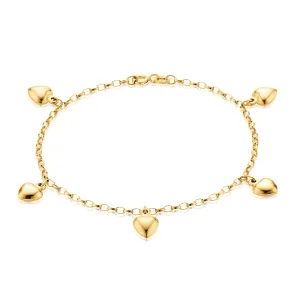 9ct Yellow Gold Silver Filled 19cm Oval Belcher & Hearts Bracelet